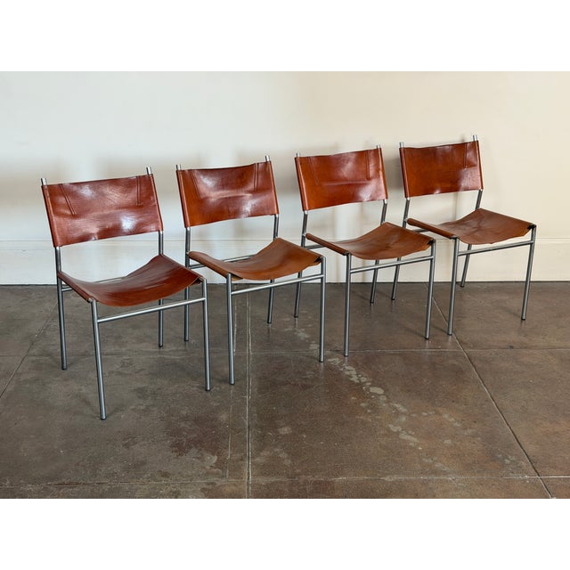 1960s Martin Visser Patinated Leather Dining Chairs For Sale - Image 13 of 18