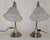 Vintage Table Lamps in Metal Frame with Beechwood and White Glass Shade, 1990s, Set of 2, in Very Good conditions....