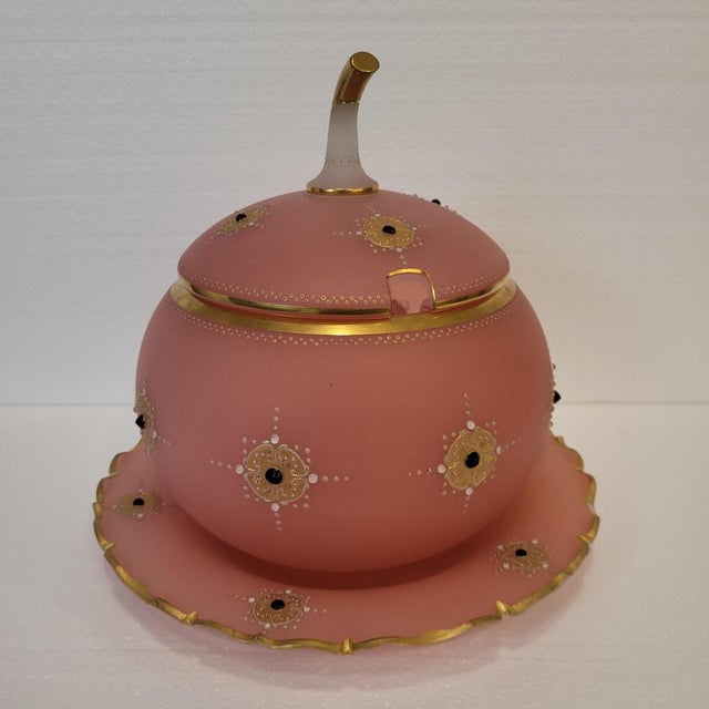 Gold Napoleon III Pumpkin-Shaped Pink Opaline Glass Punch Bowl from Baccarat, France, 1890s For Sale - Image 8 of 18