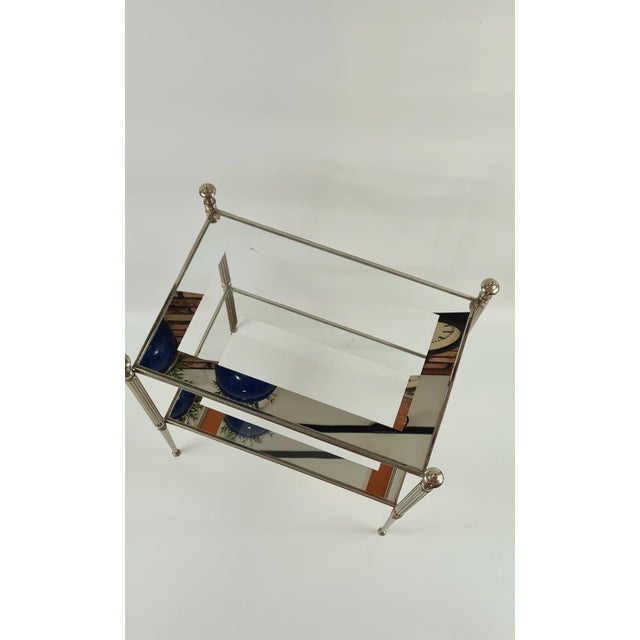 Side Table in Silver-Plated Brass and Eglomise Glass, France, 1950s For Sale - Image 11 of 14