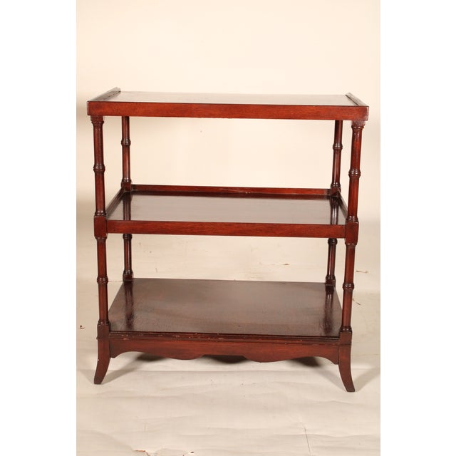 Wood Pair of English Regency Style Mahogany 3 Tier Side Tables For Sale - Image 7 of 11