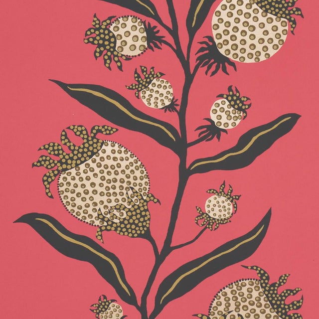 Contemporary SAMPLE - Schumacher x Marian Mcevoy Thistle Vine Wallpaper In Red & Gold For Sale - Image 3 of 4
