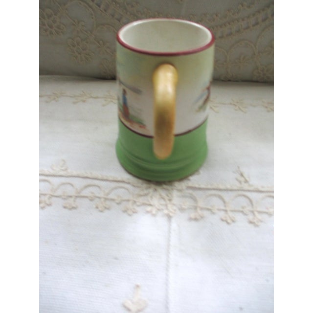 Late 19th Century Antique La Francaise Porcelain Yellow & Green 4.5" Mug W/ Dutch Scene For Sale - Image 5 of 12