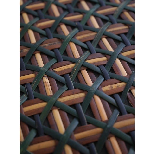 Brown Mackenzie Childs Scrolled Base Woven Wicker Stool For Sale - Image 8 of 11