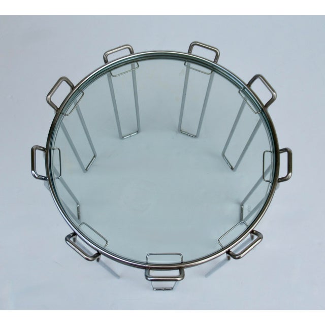 C1970's Saporiti Italia Polished Chrome Over Steel & Glass Stacking, Nesting Tables - Set of 3 For Sale - Image 17 of 18