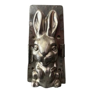 2-Piece Metal 3d Rabbit Bunny Chocolate Candy Mold No. 286 Easter Decor Vintage For Sale