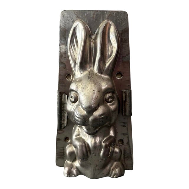 2-Piece Metal 3d Rabbit Bunny Chocolate Candy Mold No. 286 Easter Decor Vintage For Sale