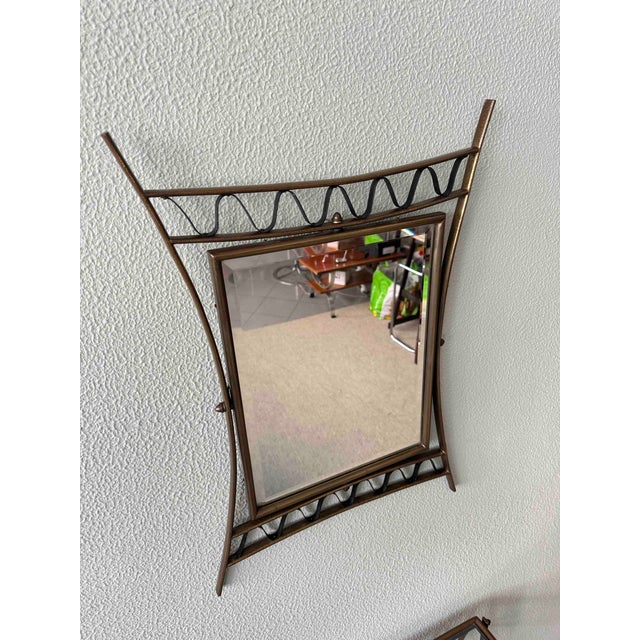 Italian Sculptural Brass, Iron and Glass Mirror and Console, 1950s, Set of 2 For Sale - Image 10 of 18