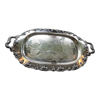 Antique Victorian Meriden Silver-Plate Footed Tray For Sale