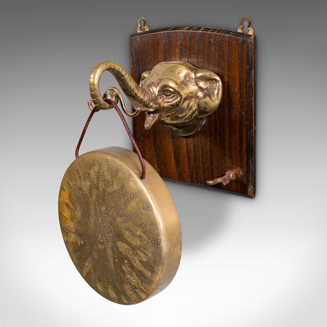 Antique Elephant's Head Gong, English, Brass, Mounted Dinner Chime, Victorian For Sale - Image 4 of 9