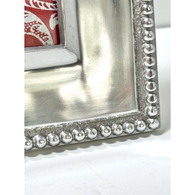 Metal Vintage Pewter Fleur-De-Lis Picture Frame – French Heraldic Silver Frame For Sale - Image 7 of 8