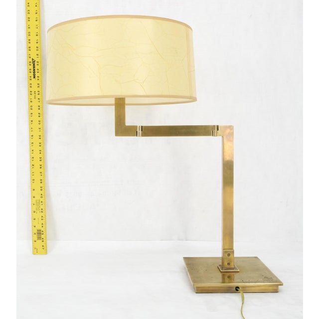 Mid-Century Modern MId Century Modern Solid Bronze or Brass Adjustable Arm Table Lamp w/ Shade MINT For Sale - Image 3 of 12