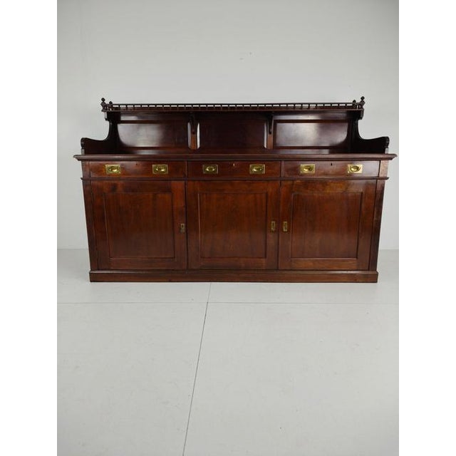 English Campaign Mahogany Dresser or Sideboard with Brass Hardware, Early 20th Century For Sale - Image 4 of 18
