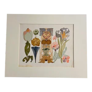 1950s Art Nouveau Matted Print