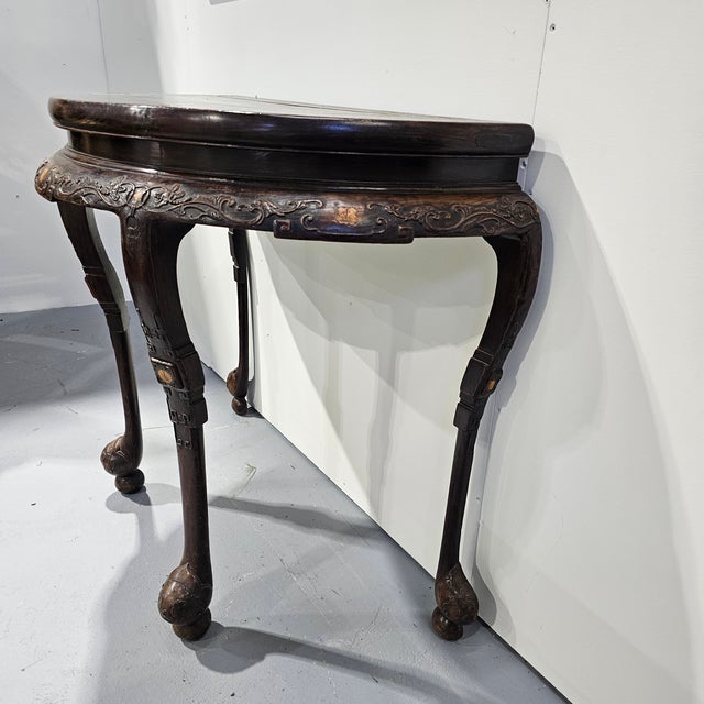 Chinese Chinese Mahogany Demilune Table For Sale - Image 3 of 6