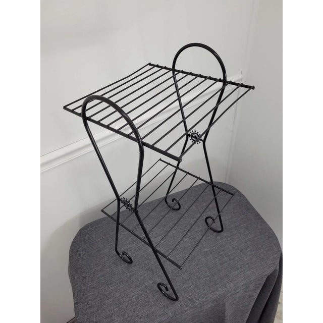 1960s 1960s Mid-Century Modern Black Metal Telephone Stand For Sale - Image 5 of 9
