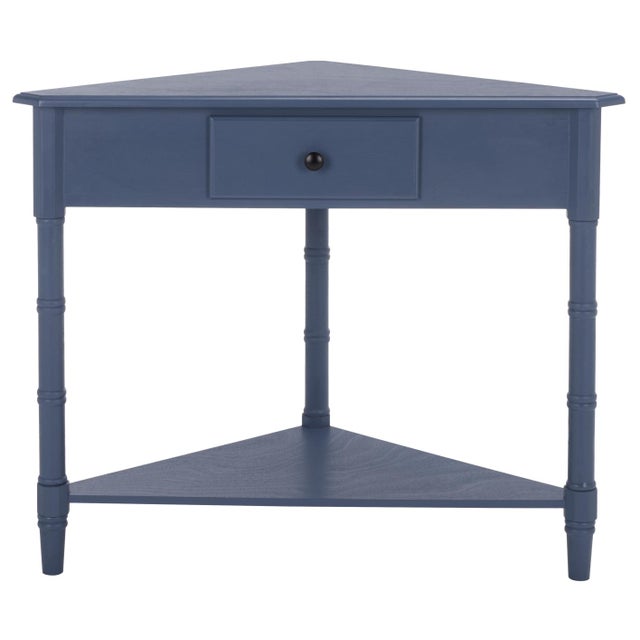 Gomez 1 Drawer 1 Shelf Corner Table in Blue For Sale - Image 9 of 9