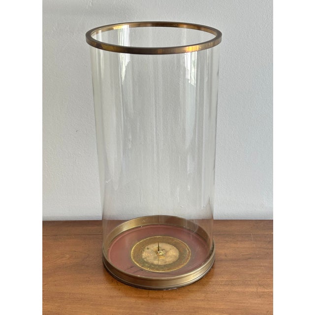 Ralph Lauren Ralph Lauren Large Glass Hurricane With Brass Trim For Sale - Image 4 of 7