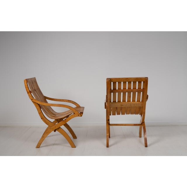 Wood Set of 20th Century Swedish Grace Bare Wood Armchairs For Sale - Image 7 of 12