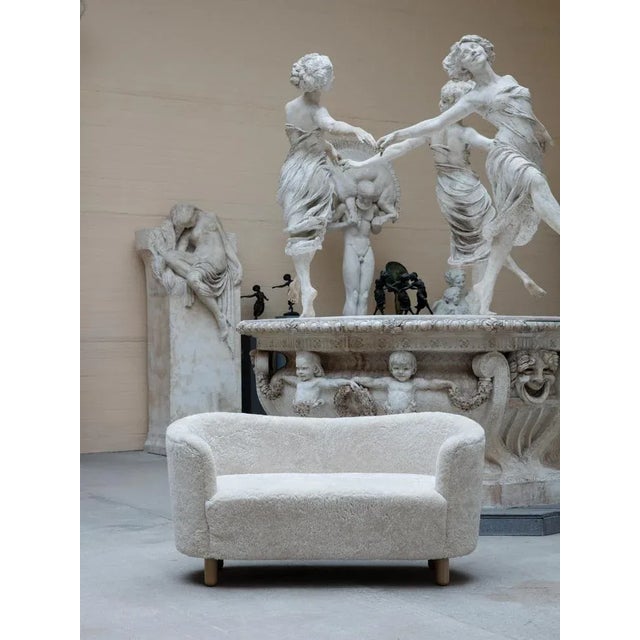 Mogens Lassen Honey Sheepskin and Natural Oak Mingle Sofa by Lassen For Sale - Image 4 of 7