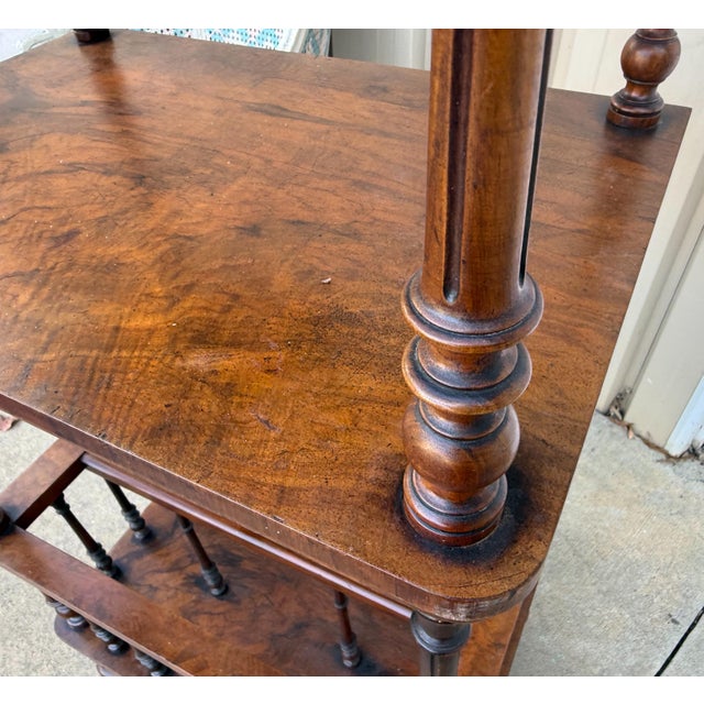 Brown 19th-C. English Carved Rosewood Etagere Music Stand Canterbury Magazine Rack For Sale - Image 8 of 9