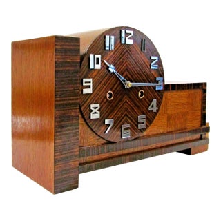 Antique 1931 German Junghans Pfeilkreuz Coromandel Mantel Clock 8 Day Bauhaus For Sale
