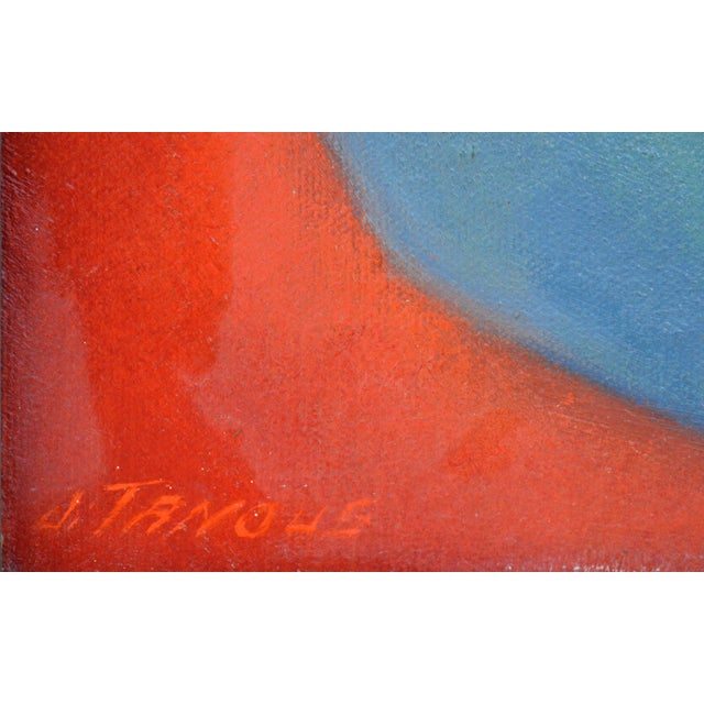 Mid Century Still Life Painting of Black Cat and Vase, Signed, 1940s by Joseph Tanous For Sale In Monterey, CA - Image 6 of 6