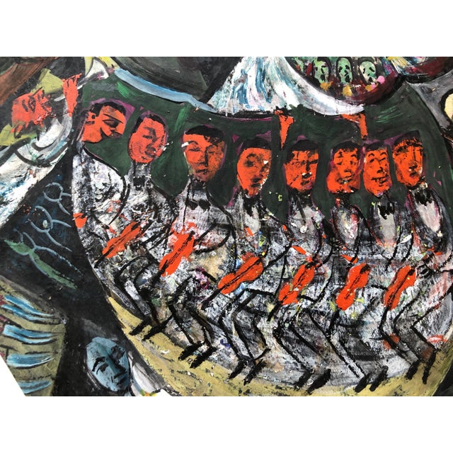 Paint David Aronson, Modernist Orchestra Musical Gouache Painting Boston Expressionist, c.1950s For Sale - Image 7 of 11