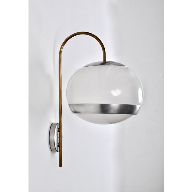 Italian Sconces in White Acrylic Glass and Brass from Stilux, 1970s, Set of 2 For Sale - Image 3 of 18