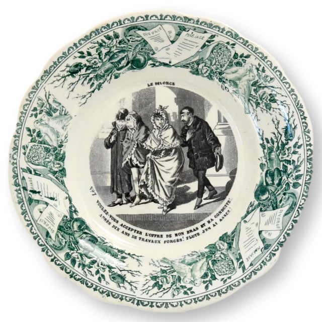 Rustic European Antique French "Divorce" Plate For Sale - Image 3 of 3