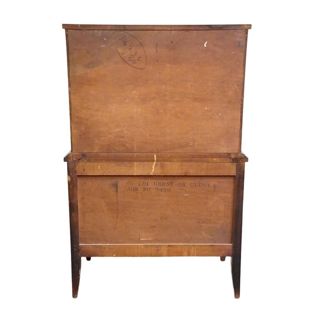 Vintage Antique Solid Mahogany Traditional Duncan Phyfe Style 34" Bow Front Chest on Chest For Sale - Image 9 of 11