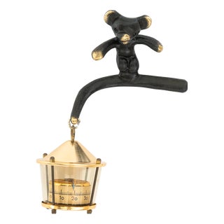 Bear Thermometer Holder for Wall Mounting from Walter Bosse, Vienna, 1950s For Sale