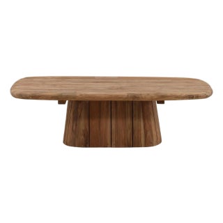 Modern Rustic Rounded Plank Teak Coffee Table For Sale