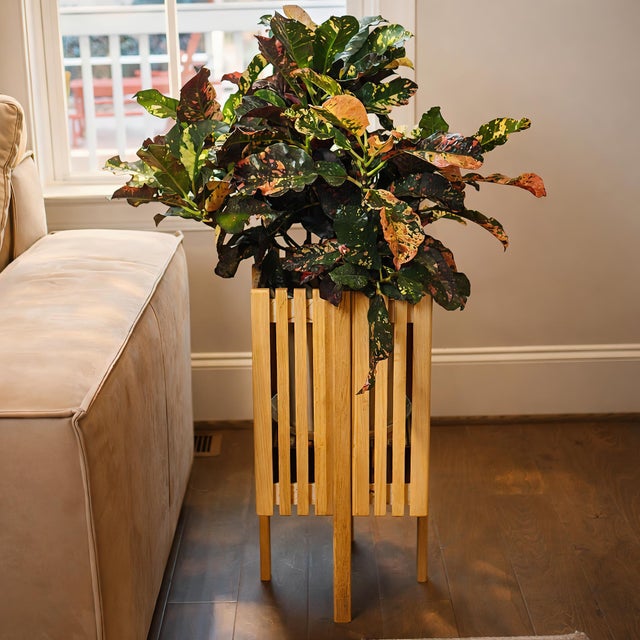 Solid Wood Slatted Planter Box, 9 X 9 X 24 For Sale In Raleigh - Image 6 of 9