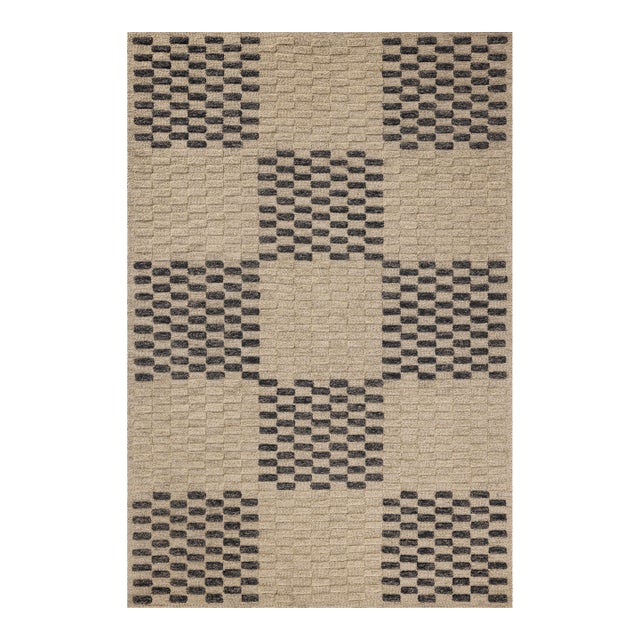 Chris Loves Julia x Loloi Bradley Beige / Midnight 2'-6" x 7'-6" Runner Rug For Sale