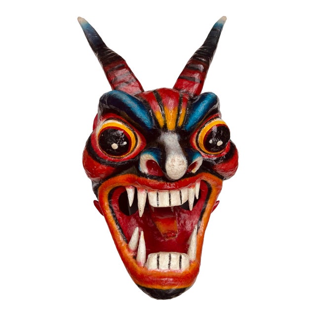 Vintage 1970’s Mexican Papier-Mâché Diablo Mask For Sale