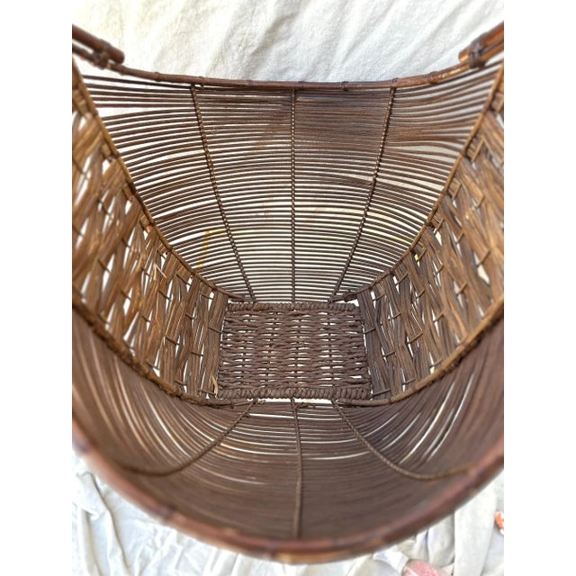 2010s Vintage Woven Rattan/Wicker Gathering Basket For Sale - Image 5 of 7