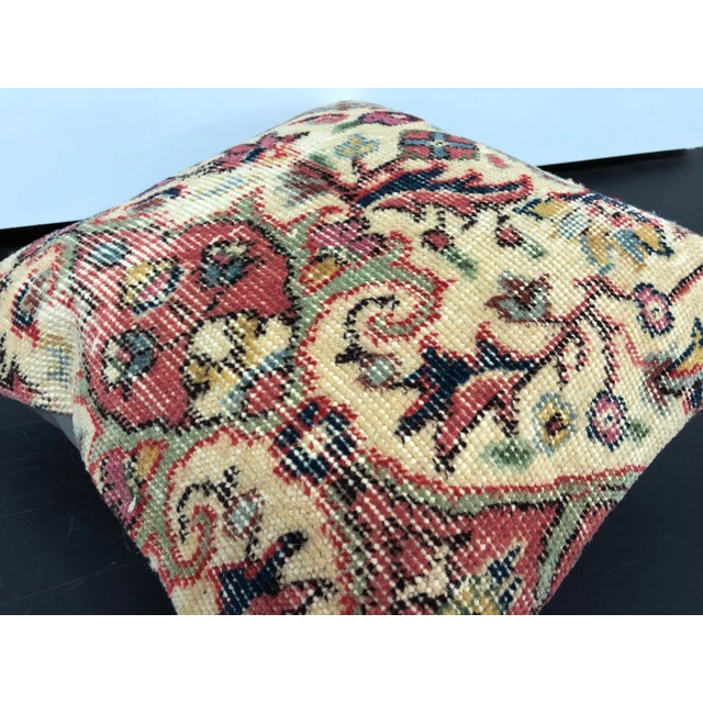 Boho Chic Vintage Turkish Floral Design Handmade Rug Pillow For Sale - Image 3 of 6