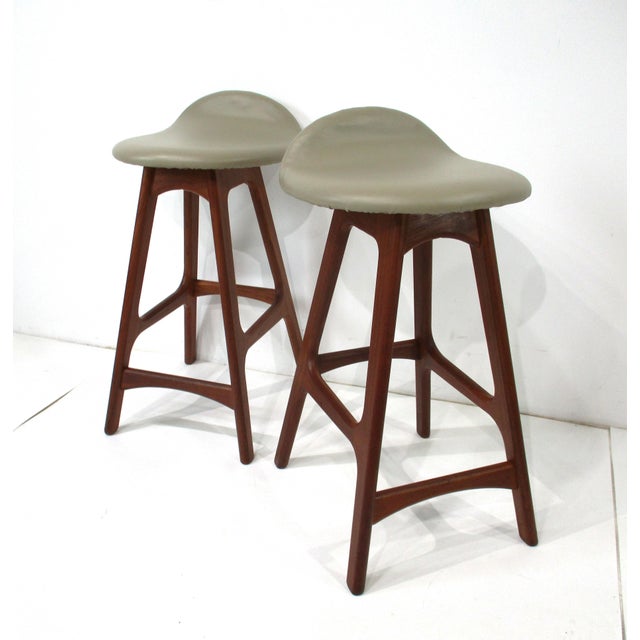 Eric Buck Bar Stools Teak Upholstered for o.d. Mobler Denmark For Sale - Image 13 of 13