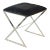 Matthew Izzo Home X Side Stool in Black Velvet Upholstery and Polished Nickel Base For Sale