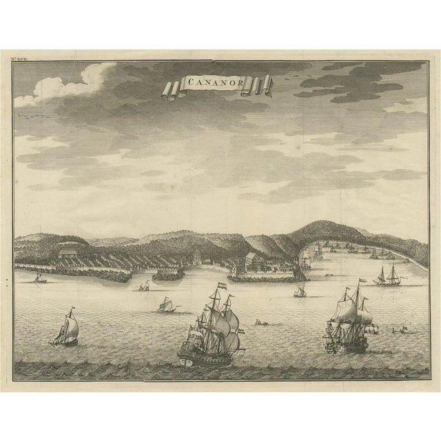 Kannur or Cananore with Ships, 1726, Paper For Sale