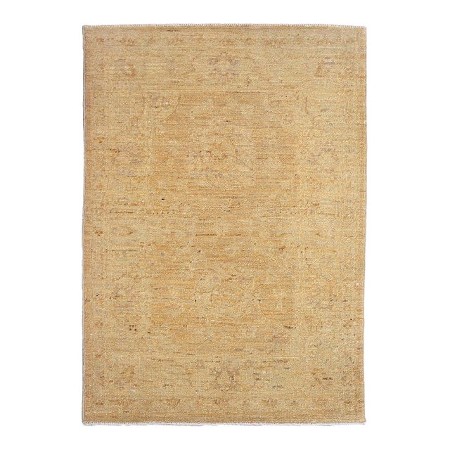 2'x3' Soft Gold Tabriz Design Hand-Knotted Accent Rug | Ariana Traditional For Sale