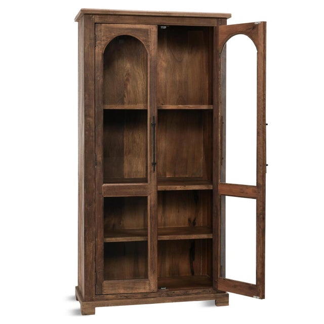 Salvaged Wood Arch Glass Farmhouse Display Cabinet For Sale - Image 10 of 11