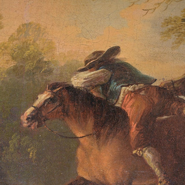Equestrian Scene, 18th Century, Oil Painting on Canvas, Framed For Sale - Image 5 of 10