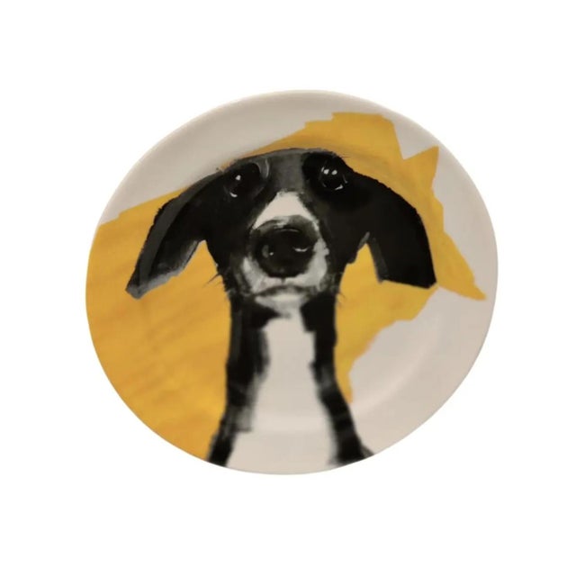 For your consideration. . . Collectible Sally Muir Dog A Day Stoneware ~ Set Of Four Dessert Plates A former knitwear...