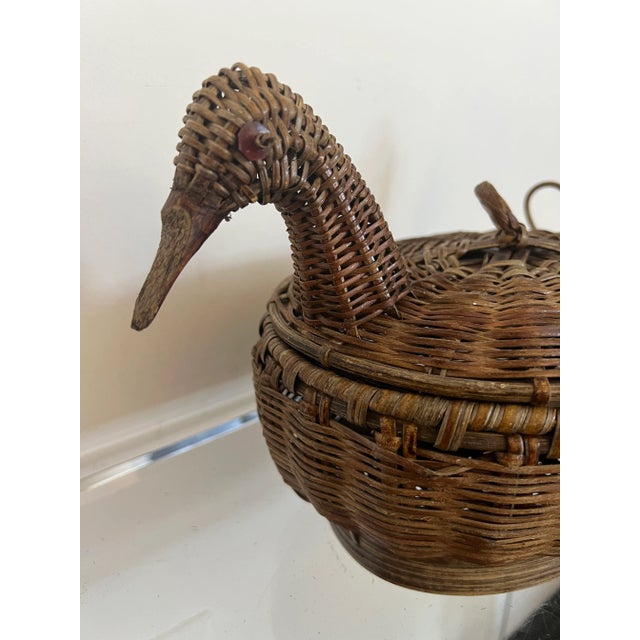 Wood 1980s Oversized Wicker/Rattan Serving Turkey Basket in the Style of Mario Lopez Torres For Sale - Image 7 of 8