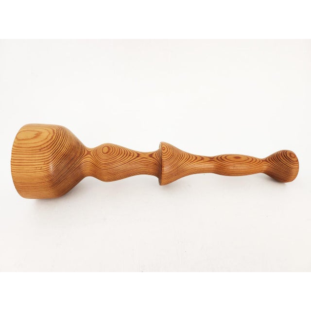 Mid-Century Modern Vintage Scandinavian Hand Turned Cherry Wood Candlestick For Sale - Image 3 of 9