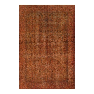 Vintage Retro No Pile Rust/Brown Wool Rug - 8'0'' X 11'2'' For Sale