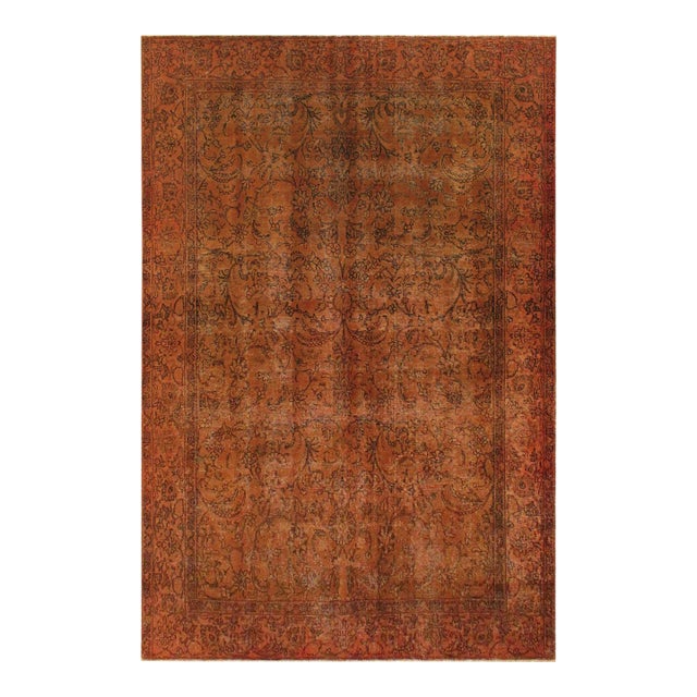 Vintage Retro No Pile Rust/Brown Wool Rug - 8'0'' X 11'2'' For Sale