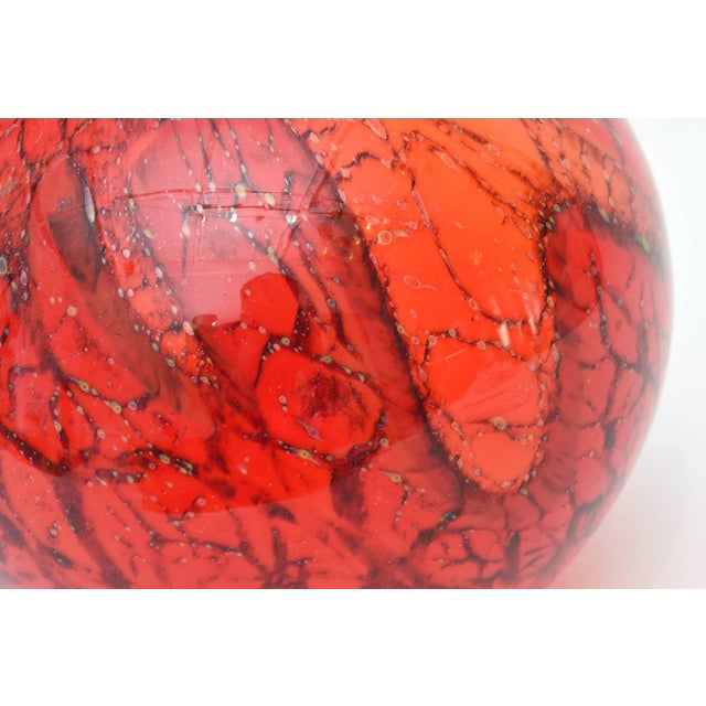 Vintage Art Deco WMF Glass and Chrome Sphere Sculptural Table or Side Lamp Red, Black, Orange For Sale - Image 9 of 10